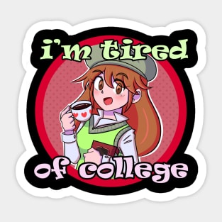 Funny anime girl college student design Sticker